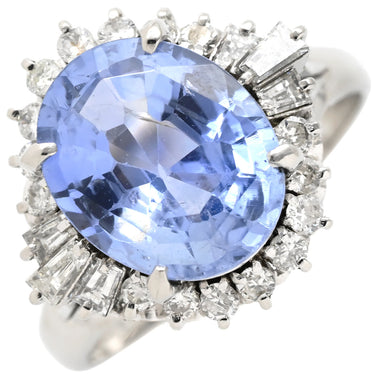 ノンブランド NON BRAND ブルーサファイア ダイヤリング プラチナシルバー Pt900 サファイア ダイヤモンド リング 指輪 青 非加熱 PM900 17.5号