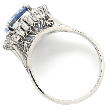 ノンブランド NON BRAND ブルーサファイア ダイヤリング プラチナシルバー Pt900 サファイア ダイヤモンド リング 指輪 青 非加熱 PM900 17.5号