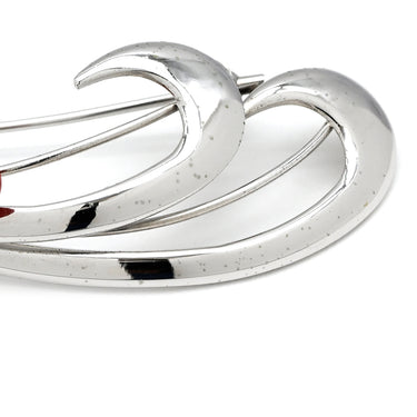 ノンブランド NON BRAND 珊瑚 シルバー×コーラル シルバー 珊瑚 ブローチ 赤 流線ブローチ