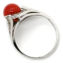 ノンブランド NON BRAND 珊瑚 ダイヤリング プラチナシルバー シルバー 珊瑚 リング 指輪 赤 サンゴ 12号