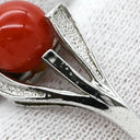 ノンブランド NON BRAND 珊瑚 ダイヤリング プラチナシルバー シルバー 珊瑚 リング 指輪 赤 サンゴ 12号