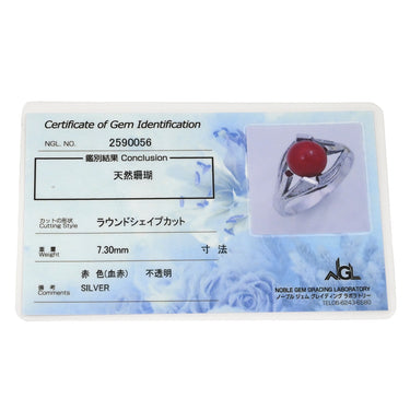 ノンブランド NON BRAND 珊瑚 ダイヤリング プラチナシルバー シルバー 珊瑚 リング 指輪 赤 サンゴ 12号