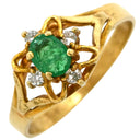 ノンブランド NON BRAND エメラルド ダイヤモンド リング イエローゴールド K18YG エメラルド ダイヤモンド リング 指輪 グリーン 緑 13号