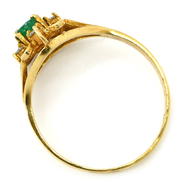 ノンブランド NON BRAND エメラルド ダイヤモンド リング イエローゴールド K18YG エメラルド ダイヤモンド リング 指輪 グリーン 緑 13号