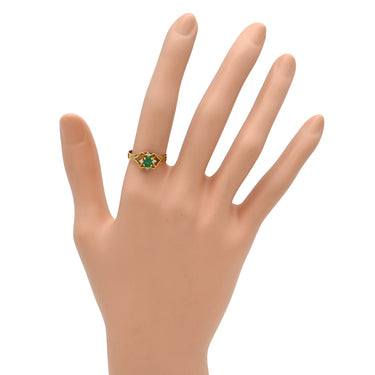 ノンブランド NON BRAND エメラルド ダイヤモンド リング イエローゴールド K18YG エメラルド ダイヤモンド リング 指輪 グリーン 緑 13号