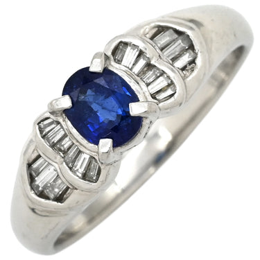 ノンブランド NON BRAND ブルーサファイア ダイヤリング プラチナシルバー Pt900 サファイア ダイヤモンド リング 指輪 青 13.5号