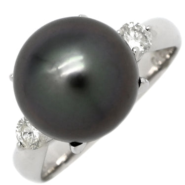 ノンブランド NON BRAND 黒蝶パール ダイヤリング プラチナシルバー Pt900 パール ダイヤモンド リング 指輪 1粒 1P 11号