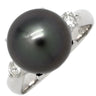 ノンブランド NON BRAND 黒蝶パール ダイヤリング プラチナシルバー Pt900 パール ダイヤモンド リング 指輪 1粒 1P 11号