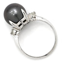 ノンブランド NON BRAND 黒蝶パール ダイヤリング プラチナシルバー Pt900 パール ダイヤモンド リング 指輪 1粒 1P 11号