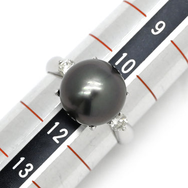 ノンブランド NON BRAND 黒蝶パール ダイヤリング プラチナシルバー Pt900 パール ダイヤモンド リング 指輪 1粒 1P 11号
