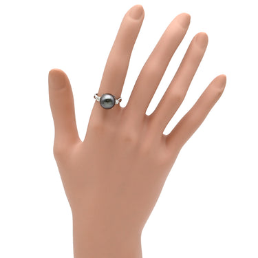 ノンブランド NON BRAND 黒蝶パール ダイヤリング プラチナシルバー Pt900 パール ダイヤモンド リング 指輪 1粒 1P 11号