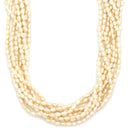 ノンブランド NON BRAND 淡水パール 8連 パールホワイトXシルバー シルバー パール ネックレス 白