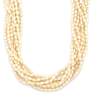 ノンブランド NON BRAND 淡水パール 8連 パールホワイトXシルバー シルバー パール ネックレス 白