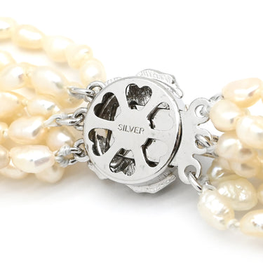 ノンブランド NON BRAND 淡水パール 8連 パールホワイトXシルバー シルバー パール ネックレス 白