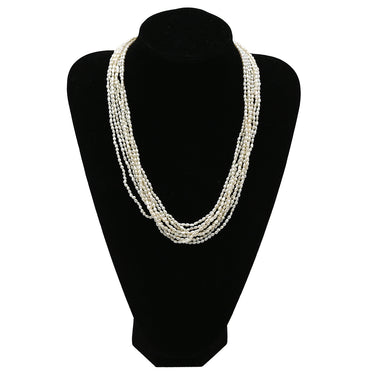 ノンブランド NON BRAND 淡水パール 8連 パールホワイトXシルバー シルバー パール ネックレス 白