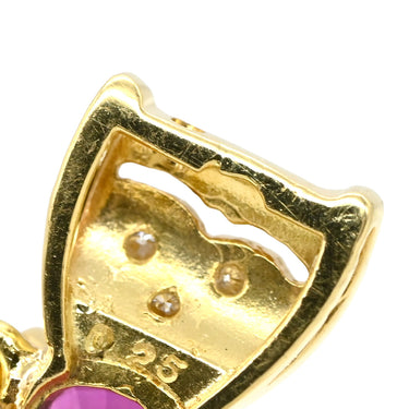 ノンブランド NON BRAND イエローゴールド K18YG ダイヤモンド ルビー パール ペンダントトップ Au750 18K 18金 ダイヤ ルビー ペンダントトップ リボンモチーフ 1Pパール