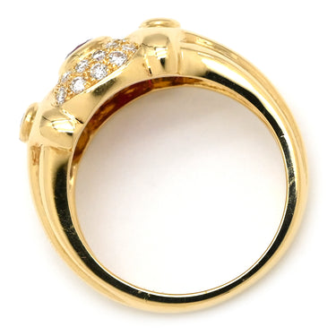 ノンブランド NON BRAND ルビー ダイヤリング イエローゴールド K18YG ルビー ダイヤモンド リング 指輪 レッド 赤 12号