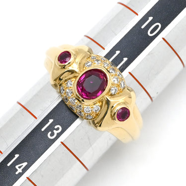 ノンブランド NON BRAND ルビー ダイヤリング イエローゴールド K18YG ルビー ダイヤモンド リング 指輪 レッド 赤 12号
