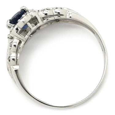 ノンブランド NON BRAND ブルーサファイア ダイヤ リング ブルー×プラチナシルバー Pt900 サファイア ダイヤモンド リング 指輪 青 プラチナム オーバル ブルー 12.5号