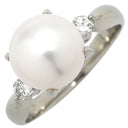 ノンブランド NON BRAND ホワイト×プラチナシルバー Pt900 パール ダイヤモンド リング 指輪 プラチナム 1P 1粒 パール 真珠 あこや アコヤ ダイヤ 12号