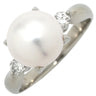 ノンブランド NON BRAND ホワイト×プラチナシルバー Pt900 パール ダイヤモンド リング 指輪 プラチナム 1P 1粒 パール 真珠 あこや アコヤ ダイヤ 12号