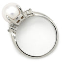 ノンブランド NON BRAND ホワイト×プラチナシルバー Pt900 パール ダイヤモンド リング 指輪 プラチナム 1P 1粒 パール 真珠 あこや アコヤ ダイヤ 12号