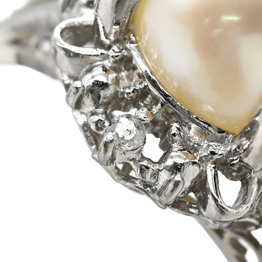 ノンブランド NON BRAND アコヤパール ダイヤリング プラチナシルバー Pt900 パール ダイヤモンド リング 指輪 1粒 1P 14号