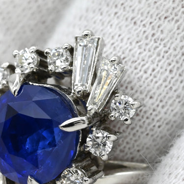 ノンブランド NON BRAND ブルーサファイア ダイヤリング プラチナシルバー Pt サファイア ダイヤモンド リング 指輪 ロイヤルブルー 青 9号