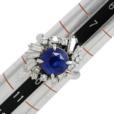 ノンブランド NON BRAND ブルーサファイア ダイヤリング プラチナシルバー Pt サファイア ダイヤモンド リング 指輪 ロイヤルブルー 青 9号