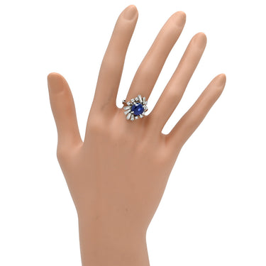 ノンブランド NON BRAND ブルーサファイア ダイヤリング プラチナシルバー Pt サファイア ダイヤモンド リング 指輪 ロイヤルブルー 青 9号