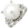ノンブランド NON BRAND ホワイト×プラチナシルバー Pt900 パール ダイヤモンド リング 指輪 プラチナム 1P 1粒 パール 真珠 白蝶 ダイヤ 17号