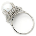 ノンブランド NON BRAND ホワイト×プラチナシルバー Pt900 パール ダイヤモンド リング 指輪 プラチナム 1P 1粒 パール 真珠 白蝶 ダイヤ 17号