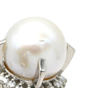 ノンブランド NON BRAND ホワイト×プラチナシルバー Pt900 パール ダイヤモンド リング 指輪 プラチナム 1P 1粒 パール 真珠 白蝶 ダイヤ 17号