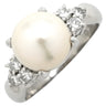 ノンブランド NON BRAND アコヤパール ダイヤリング プラチナシルバー Pt900 パール ダイヤモンド リング 指輪 1粒 1P 16号