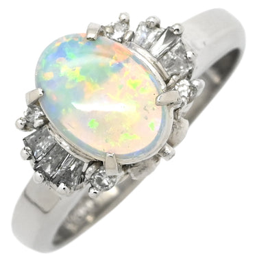 ノンブランド NON BRAND オパール ダイヤリング プラチナシルバー Pt900 オパール ダイヤモンド リング 指輪 白 ホワイト オーバル 7号