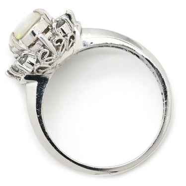 ノンブランド NON BRAND オパール ダイヤリング プラチナシルバー Pt900 オパール ダイヤモンド リング 指輪 白 ホワイト オーバル 7号