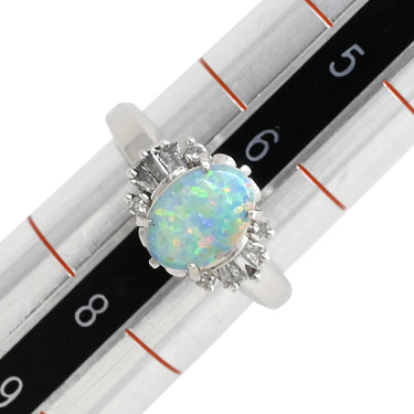 ノンブランド NON BRAND オパール ダイヤリング プラチナシルバー Pt900 オパール ダイヤモンド リング 指輪 白 ホワイト オーバル 7号