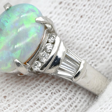 ノンブランド NON BRAND オパール ダイヤリング プラチナシルバー Pt900 オパール ダイヤモンド リング 指輪 15号