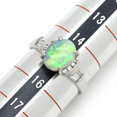 ノンブランド NON BRAND オパール ダイヤリング プラチナシルバー Pt900 オパール ダイヤモンド リング 指輪 15号
