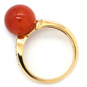 ノンブランド NON BRAND 珊瑚 ダイヤリング イエローゴールド K18YG ダイヤモンド 珊瑚 リング 指輪 サンゴ 11号