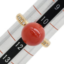 ノンブランド NON BRAND 珊瑚 ダイヤリング イエローゴールド K18YG ダイヤモンド 珊瑚 リング 指輪 サンゴ 11号