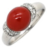 ノンブランド NON BRAND 珊瑚 ダイヤリング プラチナシルバー Pt900 珊瑚 ダイヤモンド リング 指輪 赤 サンゴ 14号