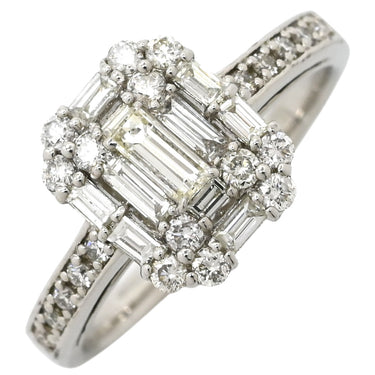 ノンブランド NON BRAND バゲットカット パヴェリング プラチナシルバー Pt900 ダイヤモンド リング 指輪 ダイヤリング 7.5号