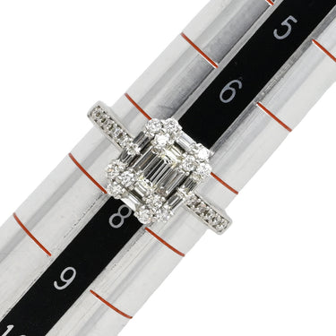 ノンブランド NON BRAND バゲットカット パヴェリング プラチナシルバー Pt900 ダイヤモンド リング 指輪 ダイヤリング 7.5号