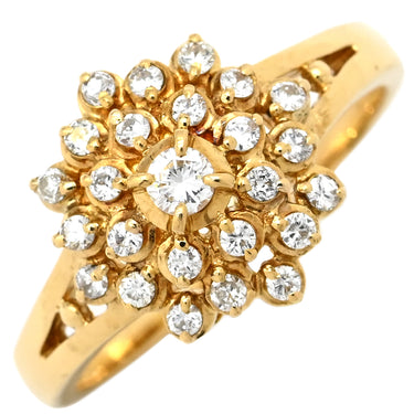 ノンブランド NON BRAND ダイヤリング イエローゴールド K18YG ダイヤモンド リング 指輪 フラワーモチーフ 13号