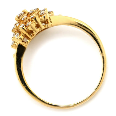 ノンブランド NON BRAND ダイヤリング イエローゴールド K18YG ダイヤモンド リング 指輪 フラワーモチーフ 13号