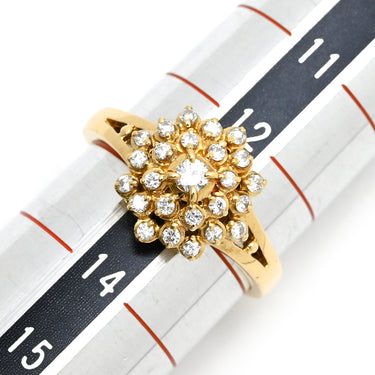ノンブランド NON BRAND ダイヤリング イエローゴールド K18YG ダイヤモンド リング 指輪 フラワーモチーフ 13号