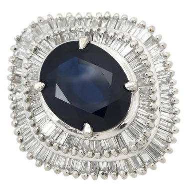 ノンブランド NON BRAND ブルーサファイア ダイヤリング プラチナシルバー Pt900 サファイア ダイヤモンド リング 指輪 青 9号