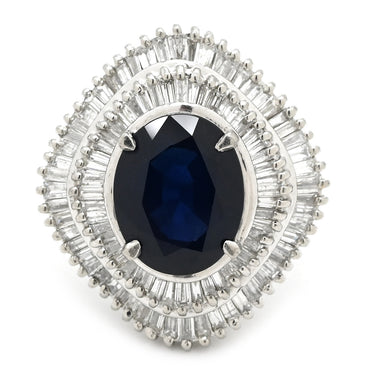 ノンブランド NON BRAND ブルーサファイア ダイヤリング プラチナシルバー Pt900 サファイア ダイヤモンド リング 指輪 青 9号