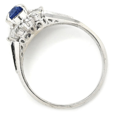 ノンブランド NON BRAND ブルーサファイア ダイヤ リング ブルー×プラチナシルバー Pt900 サファイア ダイヤモンド リング 指輪 青 プラチナム オーバル 10号